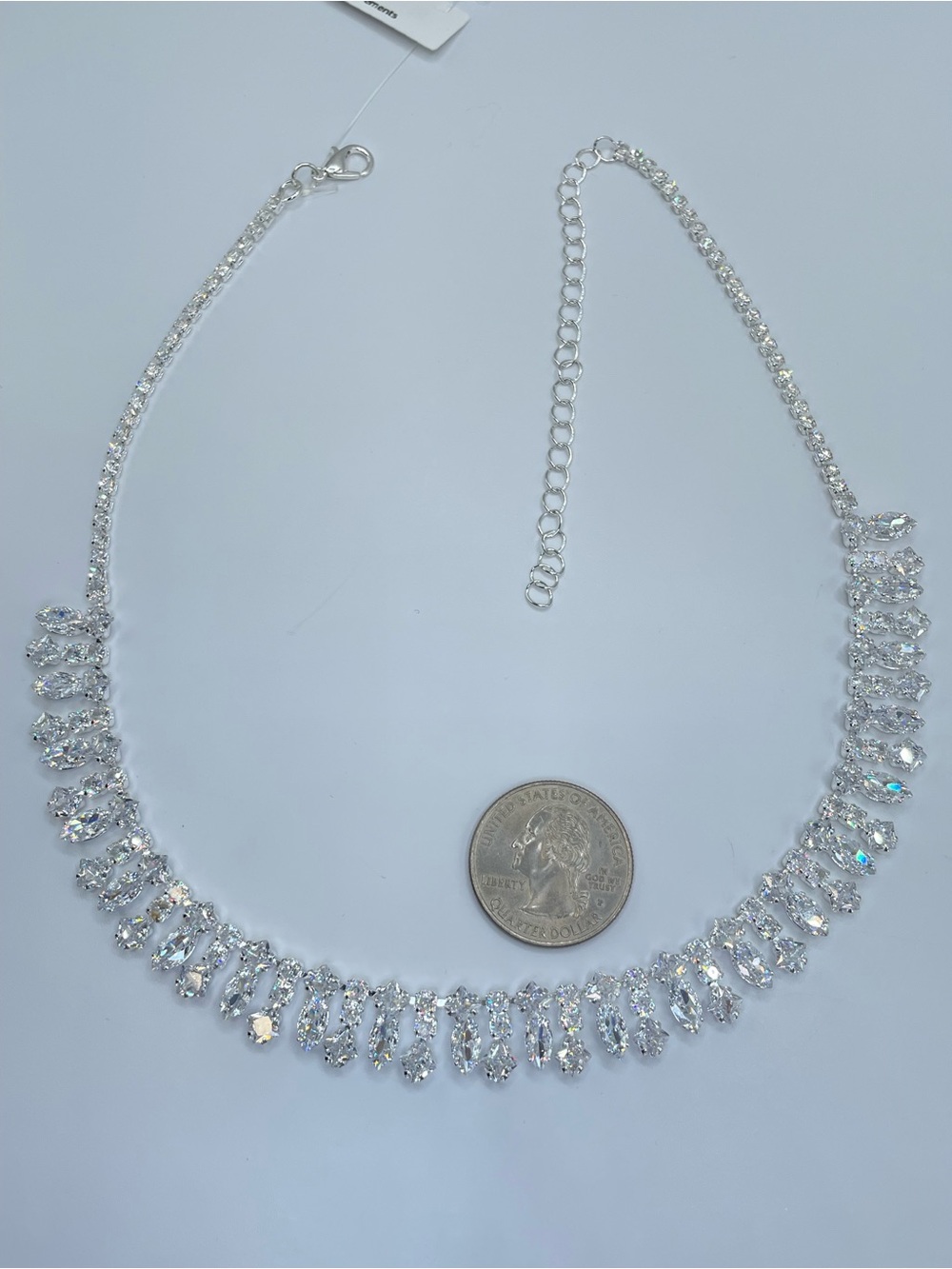 Swarovski Crystal Elements White Swarovski Crystal Art Deco Tennis Necklace - Picture 6 of 11